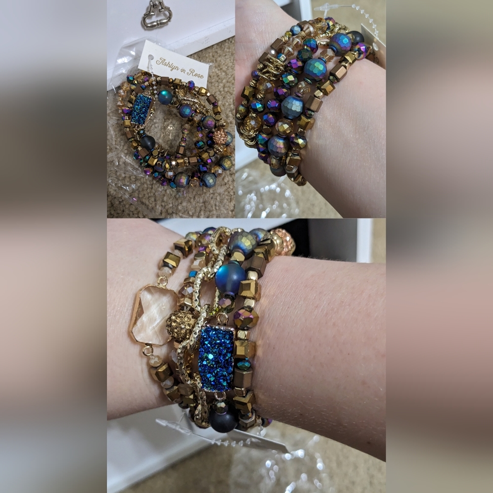 NWT Mixed Media Chunky Stack Bracelet